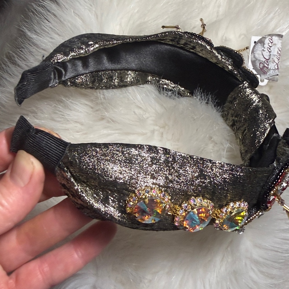 NWT headband beaded‎ butterfly butterflies crystals adornment costume party gold - Picture 12 of 17